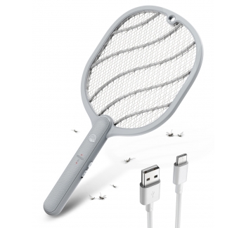 Electric Fly Swatter, 3800V Handheld Bug Zapper Racket, Type-C Rechargeable, Mosquito Zapper for Indoor Outdoor, 3-Layer Safety Mesh, Easy to Use, Lightweight (1 Pack)